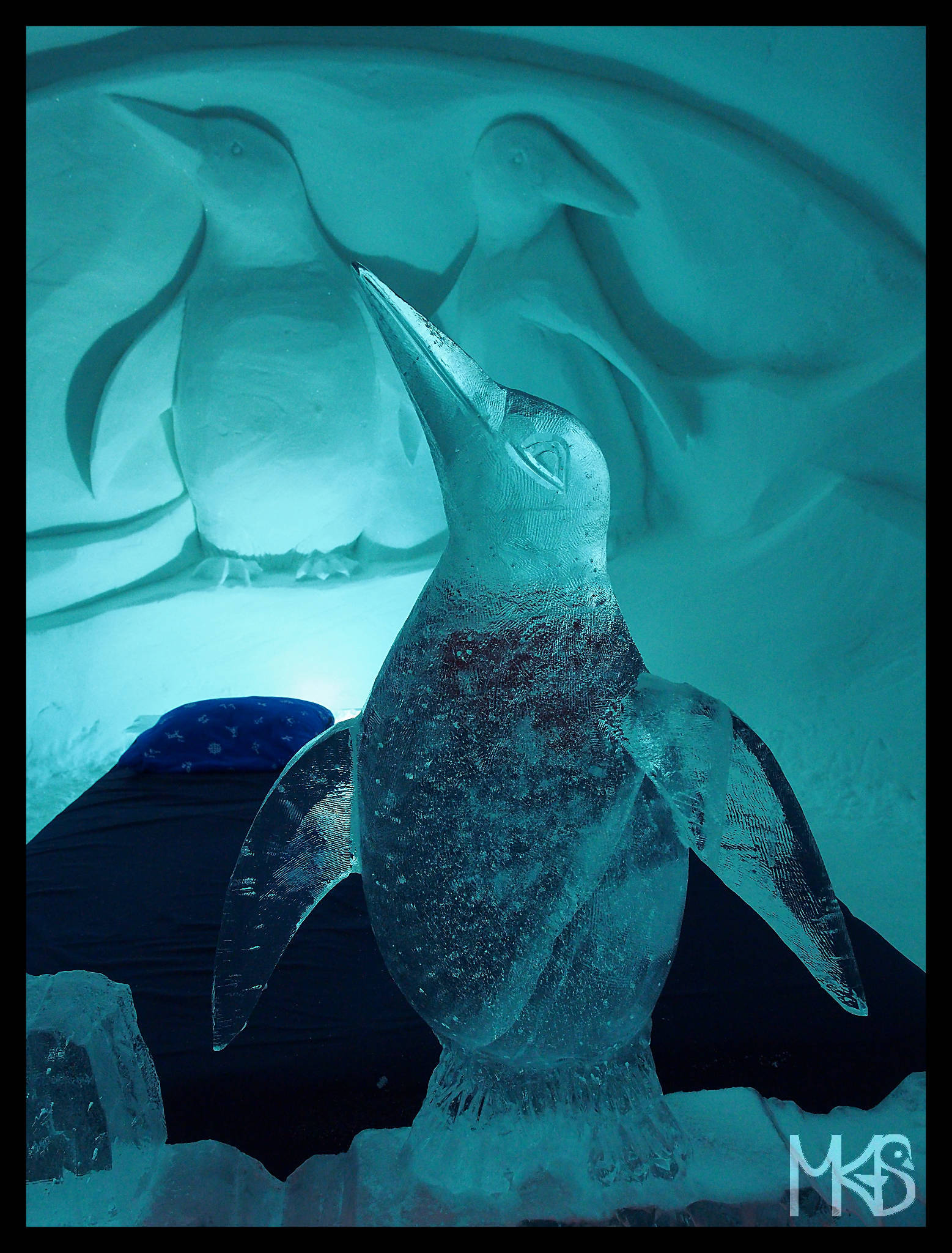 Inside igloo, Snow Hotel, Kirkenes