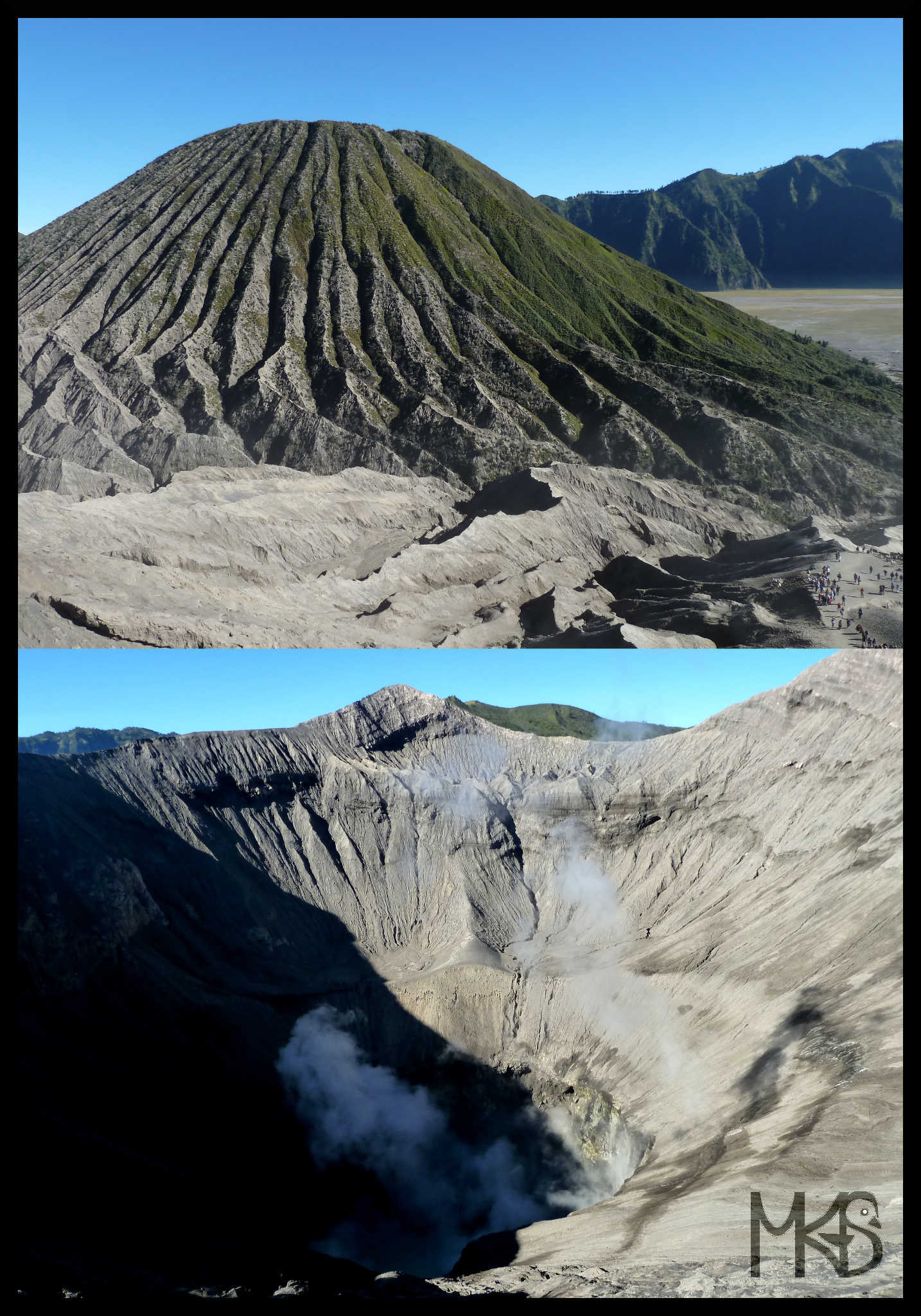 View into and from the Mount Bromo crater